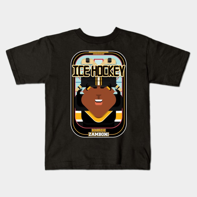 Ice Hockey Black and Yellow - Boardie Zamboni - Aretha version. Kids T-Shirt by Boxedspapercrafts